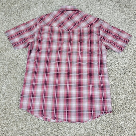 Pendleton Mens Medium Red Plaid Pearl Snap Short Sleeve Workshirt - Picture 3 of 6